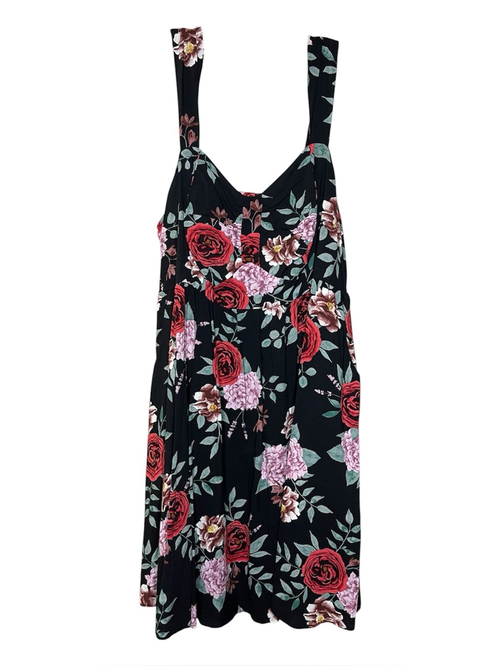 Torrid Black Floral Sundress with Red & Pink Roses Sz 2 (2X-18/20) - Picture 4 of 6